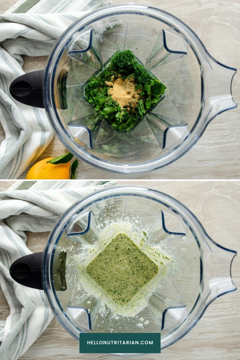 How to Make Herb Tahini Sauce in a high speed blender