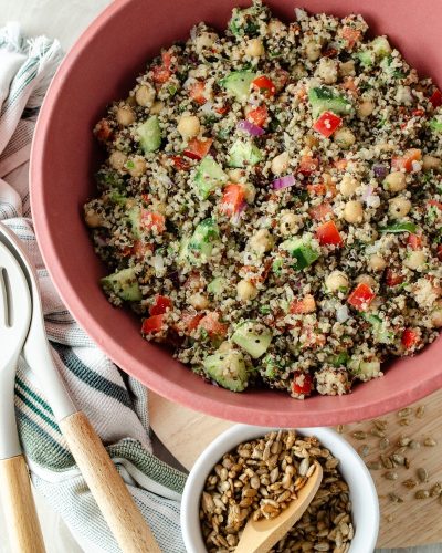 Herb Tahini Quinoa Salad Hello Nutritarian low sodium oil free vegan eat to live Dr Fuhrman 6 week diet