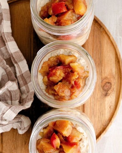 Baked Apple Overnight Oats Hello Nutritarian vegan fruit sweetened no banana recipe Dr Joel Fuhrman breakfast ideas easy Eat to Live meal oil free